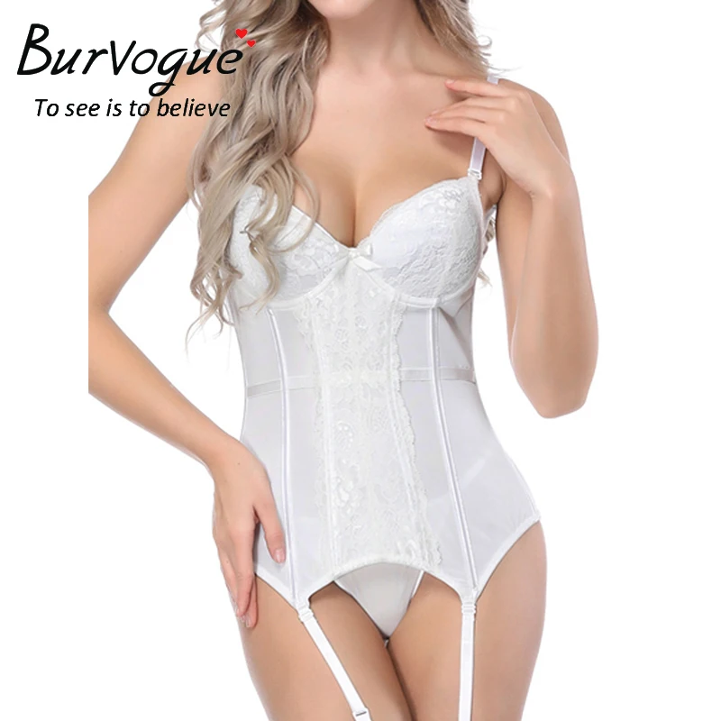 Burvogue, белый корсет, сексуальное бюстье, для женщин, пуш-ап, корсет, топ с ремнем, женское нижнее белье, свадебное, бюстье и корсеты