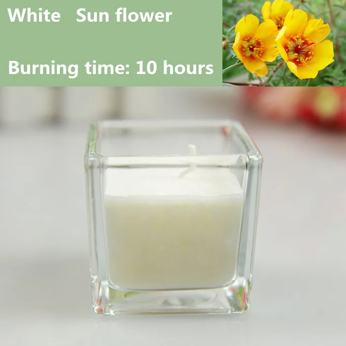 Купить 2 получить 1 бесплатно ароматическая свеча романтическая кружка ко дню рождения свеча беспламенная маленькая соевая Свеча для вечерние подарок на свадьбу - Цвет: White sun flower