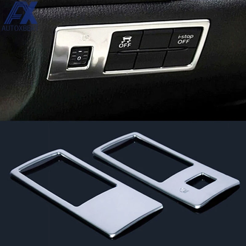 

AX 1Pc Chrome Switch Console i-stop Button Cover For Mazda 3 2014 2015 2016 BM Axela Front Head Light Lamp Trim Garnish Bezel