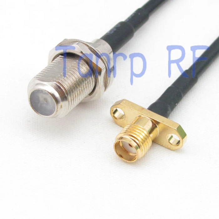 

6in F female jack to SMA female with 2 hole panel RF connector adapter 15CM Pigtail coaxial jumper cable RG174 extension cord
