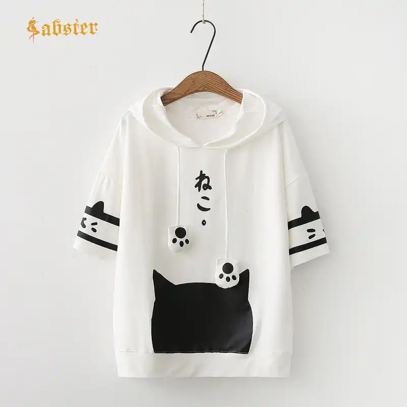 short sleeve white hoodie women's
