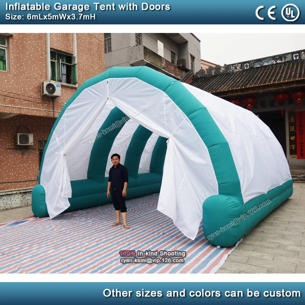 6mLx5mWx3. 7mH зеленого и белого цветов надувной автомобиль тентовый гараж большой открытый надувной шатер для вечерние события спортивные туннельная палатка