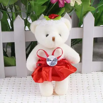

For Christmas Gift NEW 12CM 10pcs/lot pp cotton kid toys plush doll mini small teddy bear flower bouquets bear for wedding