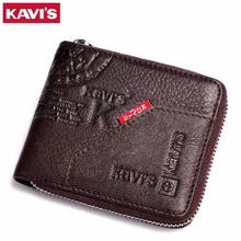 KAVIS Men Leather Wallets Card Holder Zipper Designer Male Purse Wallet High Quality Business Wallet Men Carteira Masculina