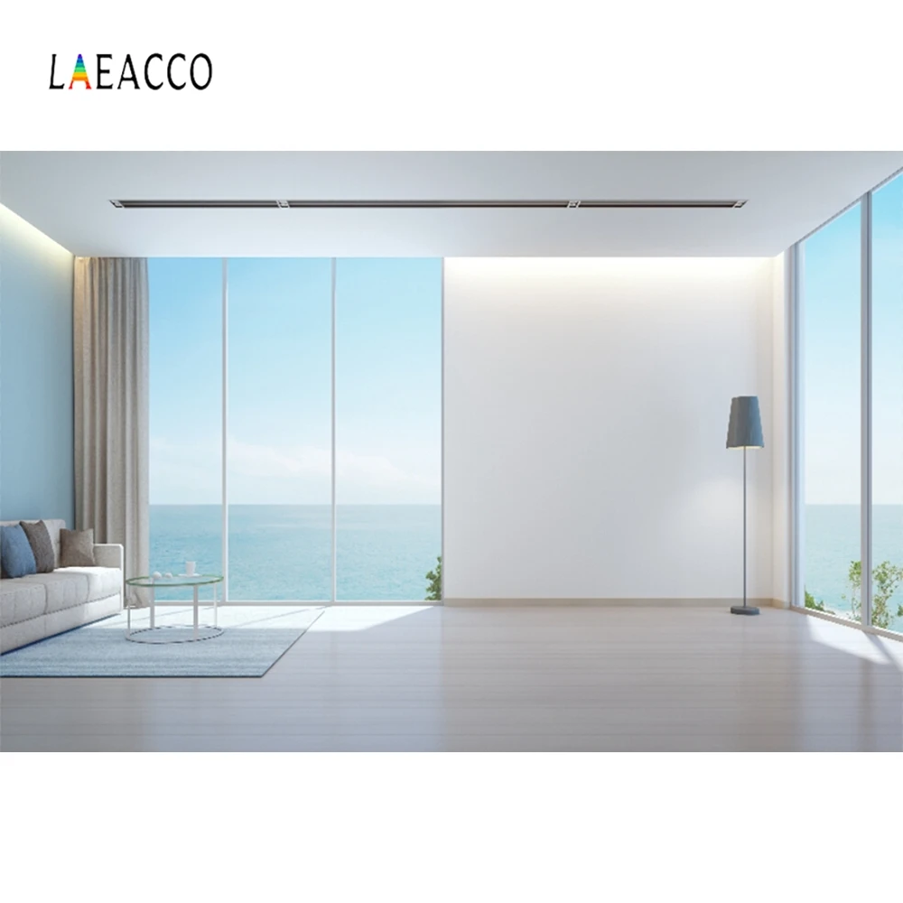 Laeacco Window Seaside Scenry Room Photography Backgrounds Customized Party Friend Vinly Photographic Backdrop For Photo Studio