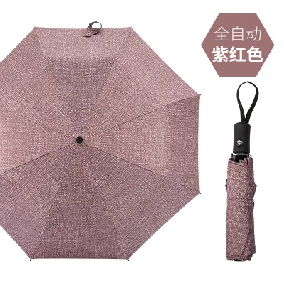 Три складных зонта дождя женщин автоматический 10 ребра сильный Ветрозащитный непромокаемый черный зонтик мужской женский складной зонтик - Цвет: Umbrella 3 Fuchsia
