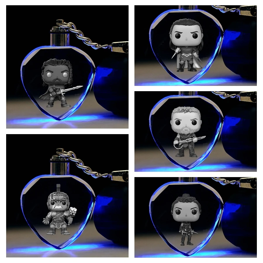 

IVYYE Thor Ragnar Loki Heart shaped Anime LED Key Chains Figure Keyring Crystal Toy Keychain Light Keyholder Unisex Gifts NEW