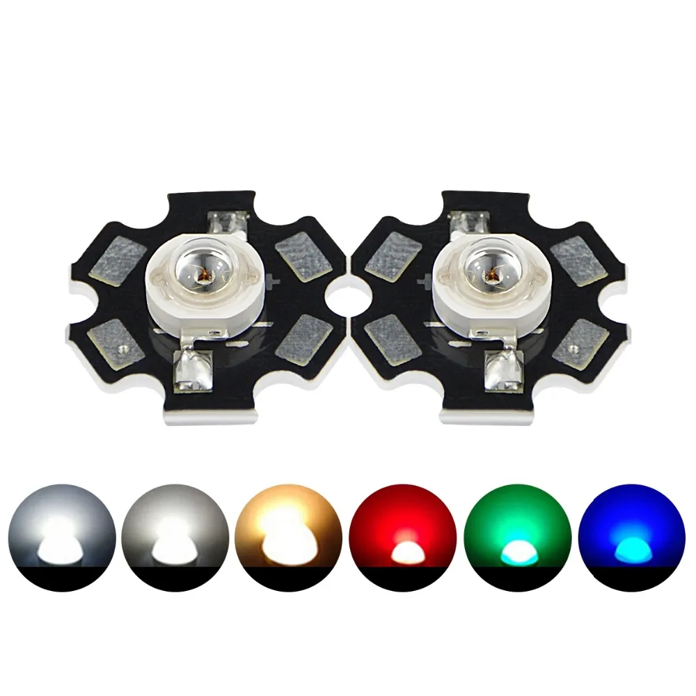 

10PCS 3W 1W LED For Grow Light Self DIY Light Source Emitting Diodes UV Aluminum PCB Heat Sink For Plant Growth Lamp