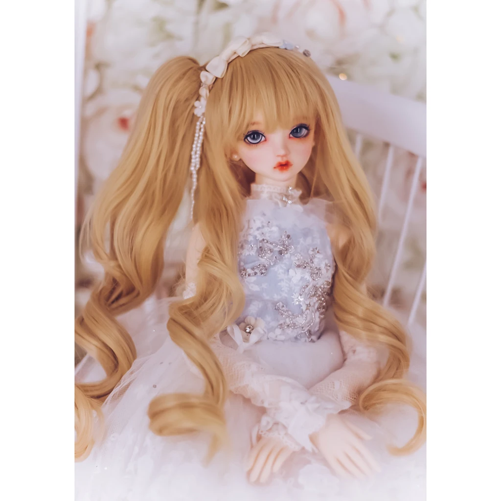 Wavy BJD SD DIY Wigs Wire 1/4 Dolls Noodle Curly Wig BJD Hair Wig Light Yellow