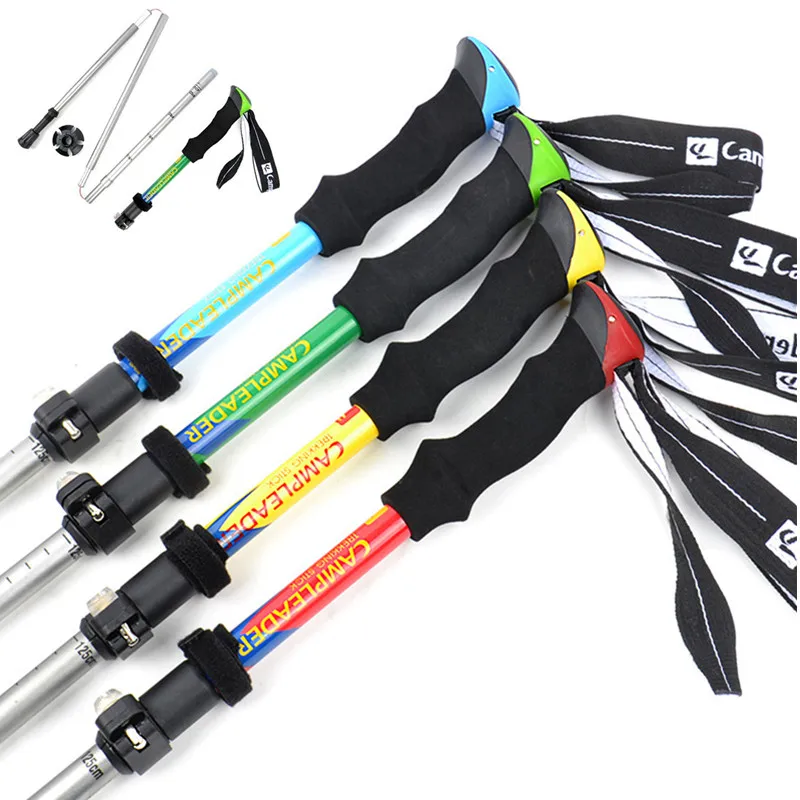 

Outdoor Portable 5 Section Folding Trekking Pole Aluminum Alloy Ultra Walking Stick Cane Equipment