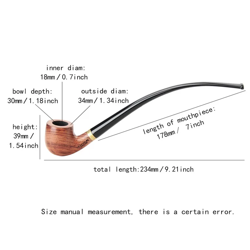 MUXIANG Churchwarden Long Stem kevazingo wood Smoking Pipe 3mm Filter Wooden Tobacco Pipe Acrylic Mouthpiece ad0008