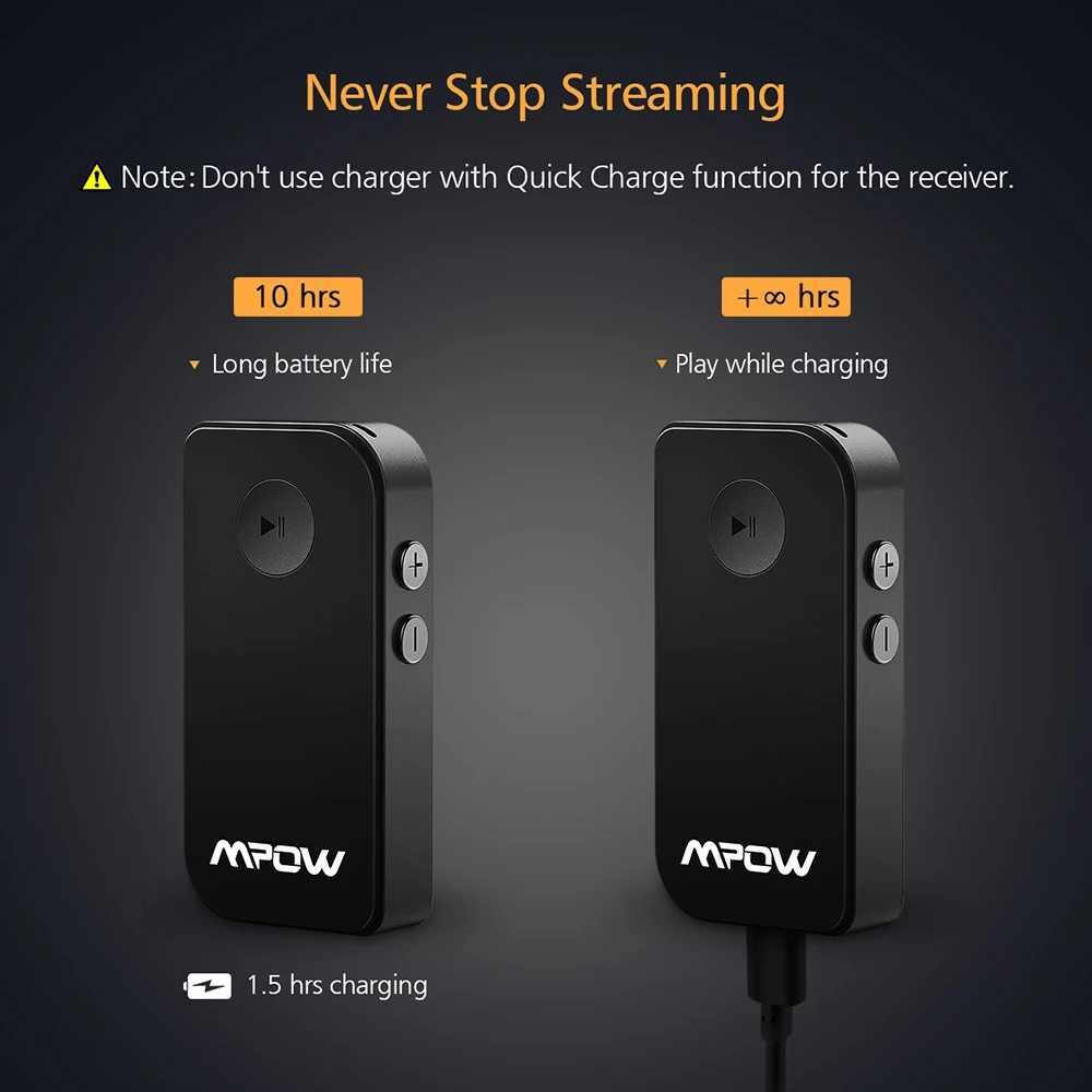 Оригинальный Mpow BH044 Bluetooth 4 1 приемник портативный Автомобильный Aux аудио адаптер