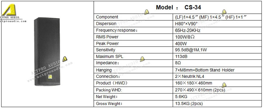 Actpro аудио модульная линейная система высокомощная профессиональная Колонка panaray CS-34