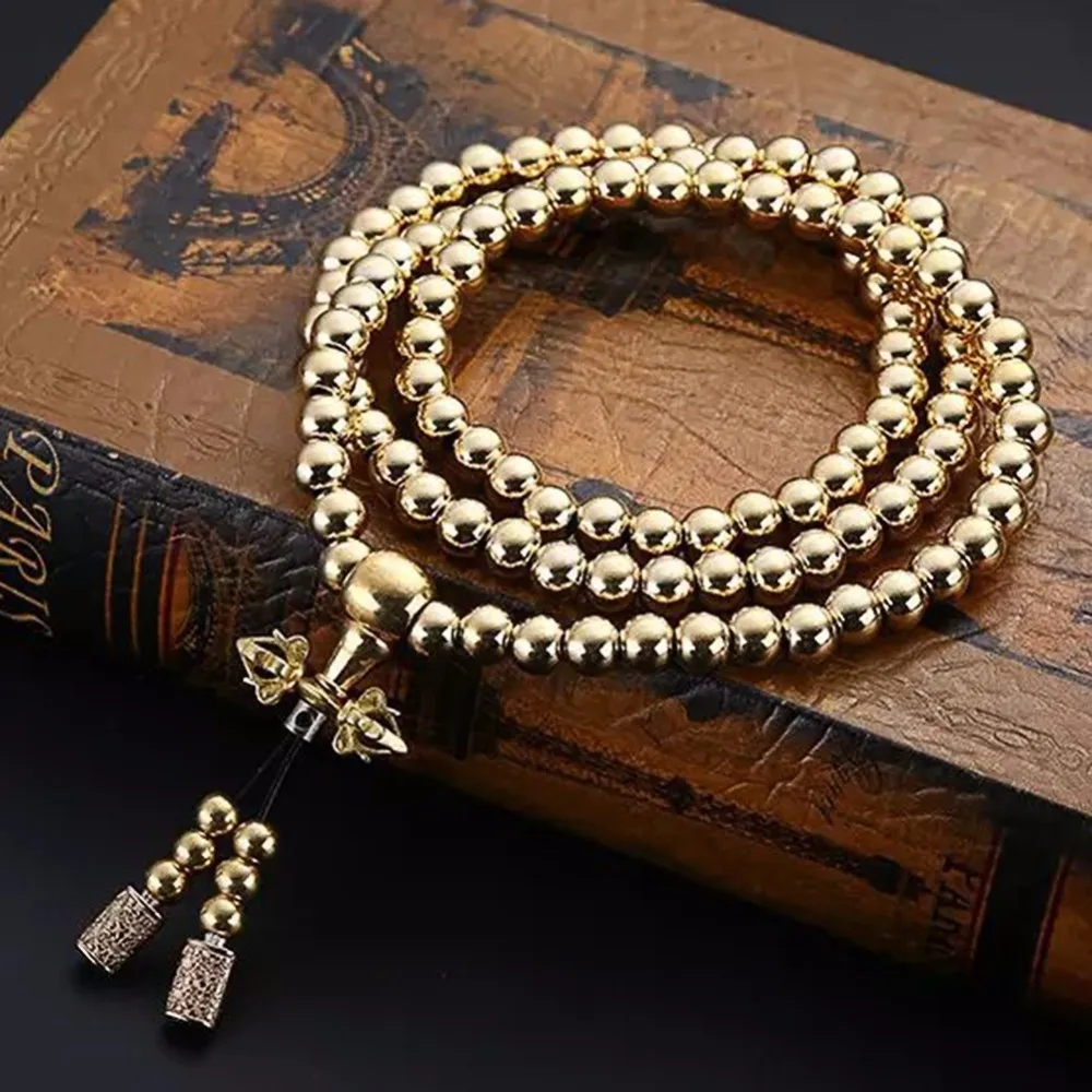 

108 Buddha Beads Necklace Chain Outdoor Full Steel Self Defense Hand Bracelet Chain Personal Protection Multi Tools