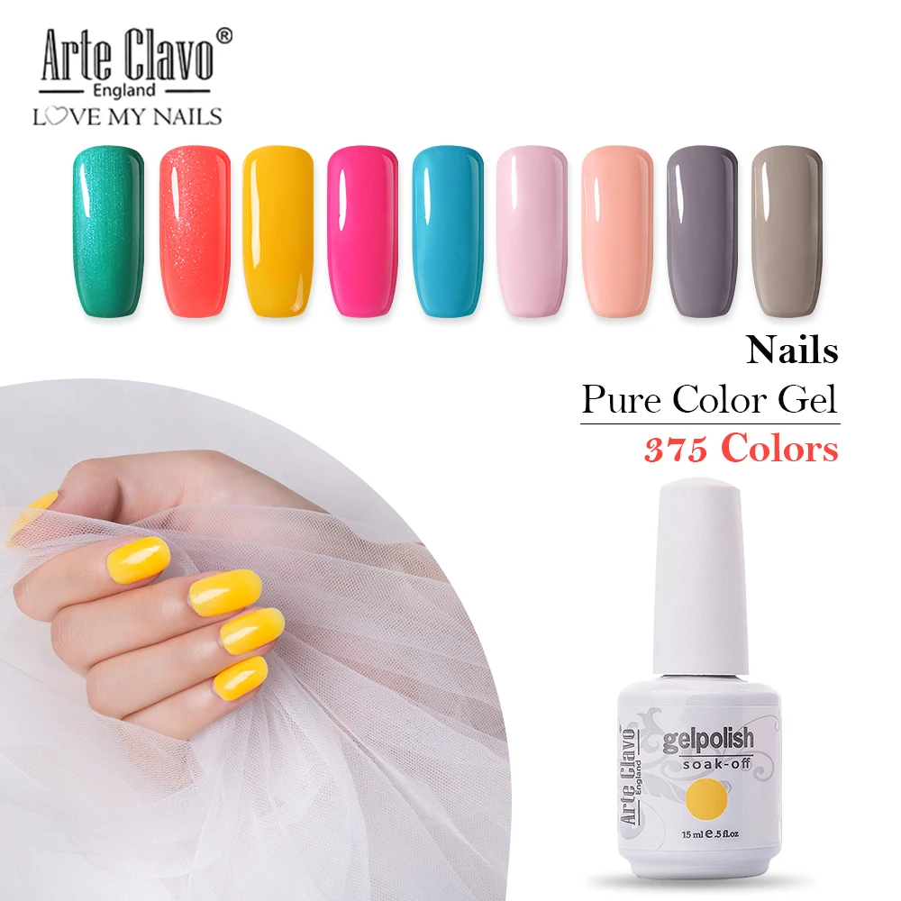 

Arte Clavo 15ML Nail Gel Polish For Manicure UV LED Gel Varnish 375 Colors Nail Polish Semi Permanent Gel Lacquer Nail Art Tools