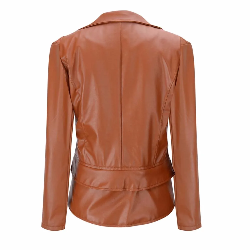 2016 Slim Thin Motorcycle Women Leather Jacket Coats PU Soft Faux Leather Jackets Black Biker Coats Jaqueta Feminina