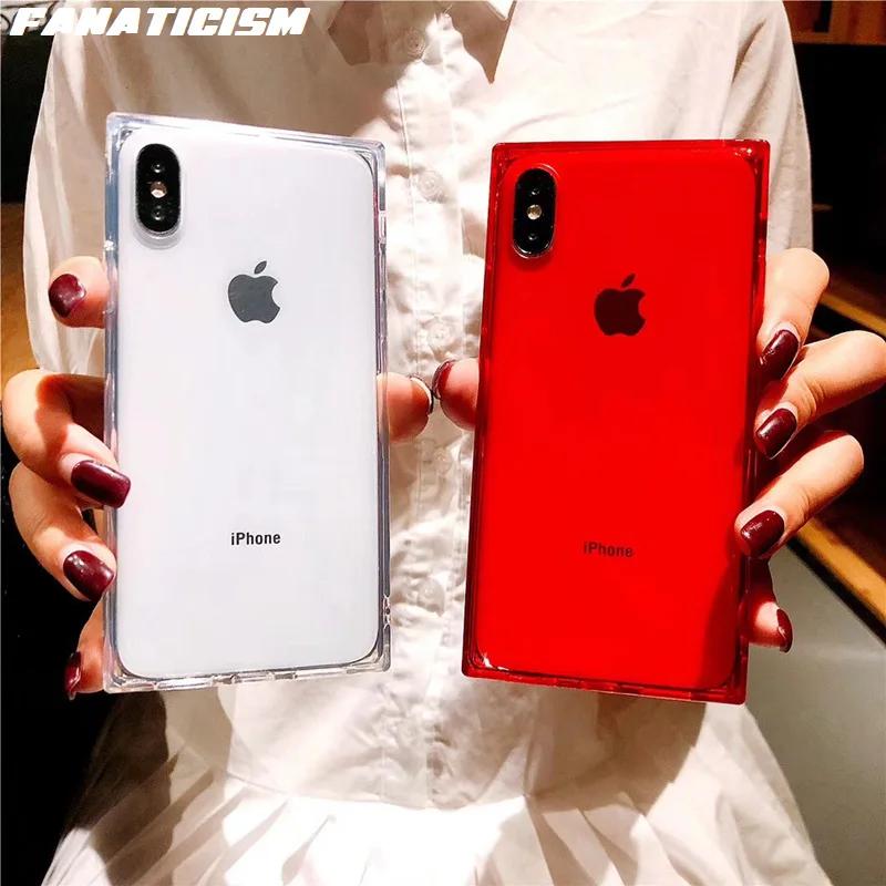 50 шт. квадратный Прозрачный чехол для iPhone 7 8 6 Plus Красочные Мягкие силиконовые чехлы для телефонов iPhone XR X XS MAX чехол Capas