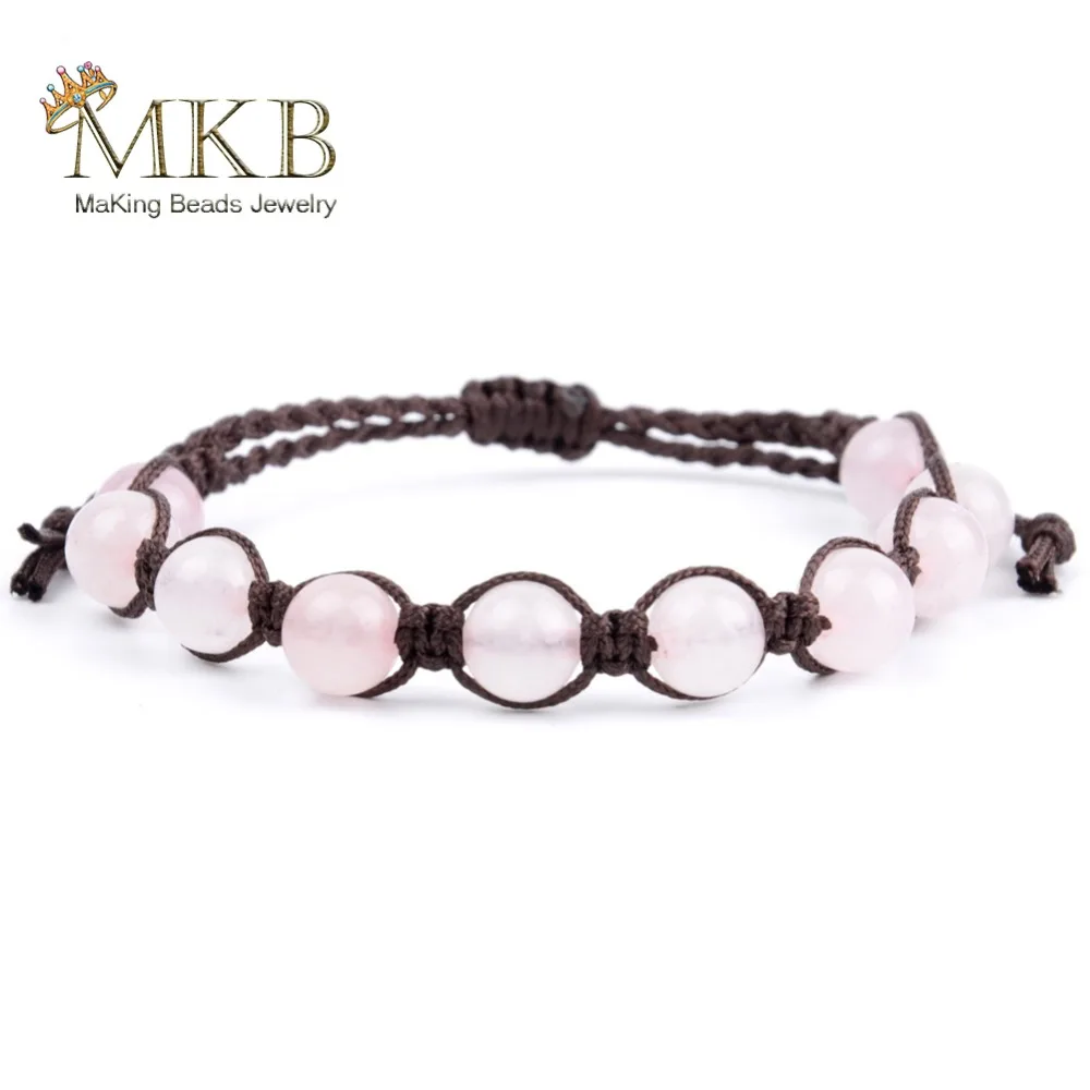 

Natural Stone Rose Quartzs Beaded Bracelet Boho Rope Braided Bracelets For Women Handmade Weave Jewelry Pulseras Wholesale