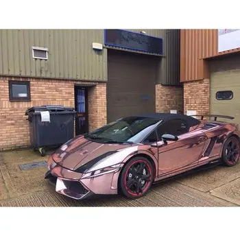 

High Gloss Flexible Stretchable Chrome film Rose Gold Chrome Vinyl Wrap Film Car Wrapping Sticker Film Air Release Width 1.52m