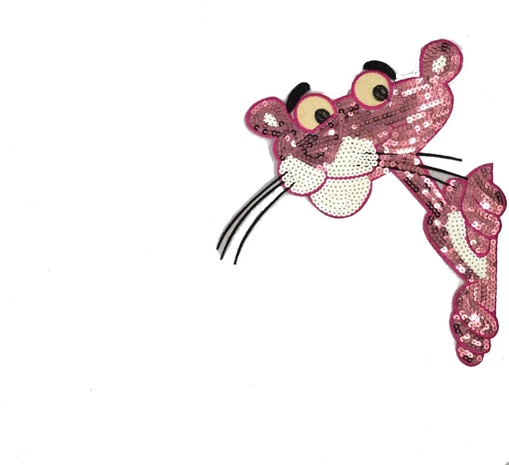 Новое прибытие мультфильм розовый леопард блесток патч, diy наклейки украшения, нашивки для одежды, 2 шт./лот