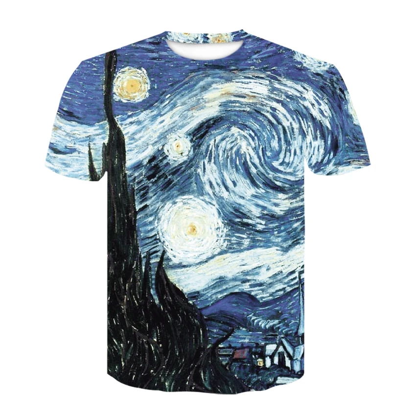 

2019 3D Printed Starry Sky Round Collar T-shirt For Women Men Summer Fashion Cotton Clothing Harajuku Camisetas tee shirt homme