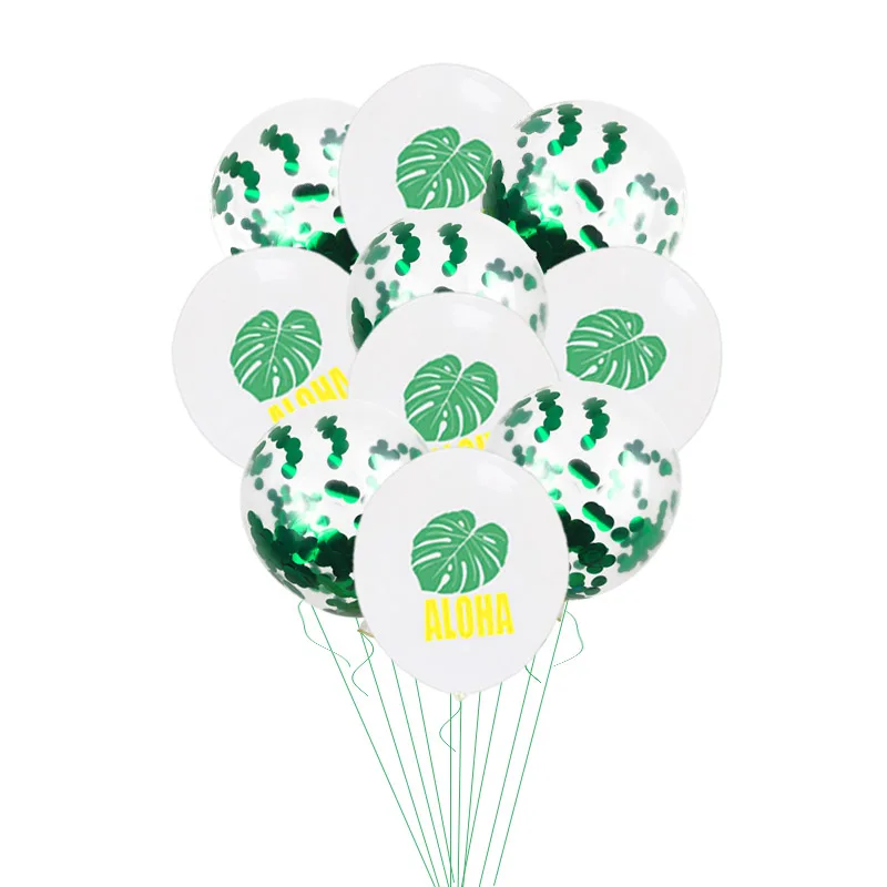 Тропические вечерние латексные воздушные шары искусственные Пальмовые Листья зеленый латекс воздушный шар "Конфетти" Летние Гавайские Вечерние Декорации