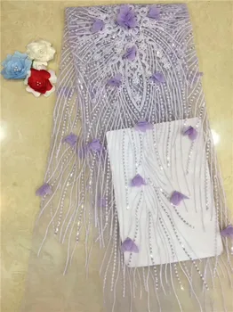 

Free Shipping by DHL! 2019 High quality guipure lace sequence lace sequin embroidery tulle lace fabric for women dress purple(4