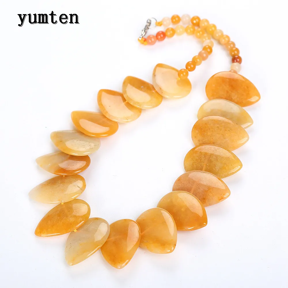 

Yumten Topaz Necklace Women Natural Stone Leaf Pendant Men Choker Flower Charms Jewelry Yoga Anime Vintage Kolye Choker Korea