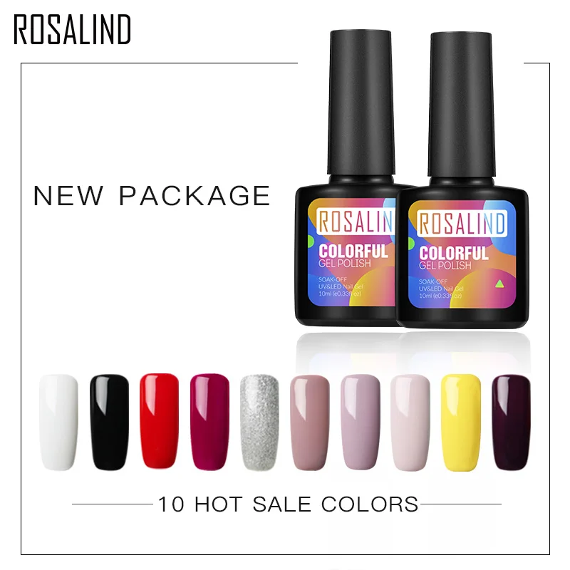 

ROSALIND Nail Polish 10ML Hybrid Gel Varnishes Soak Off Nail Poly Gel Semi Permanent Top And Base Coat For Manicured Varnish