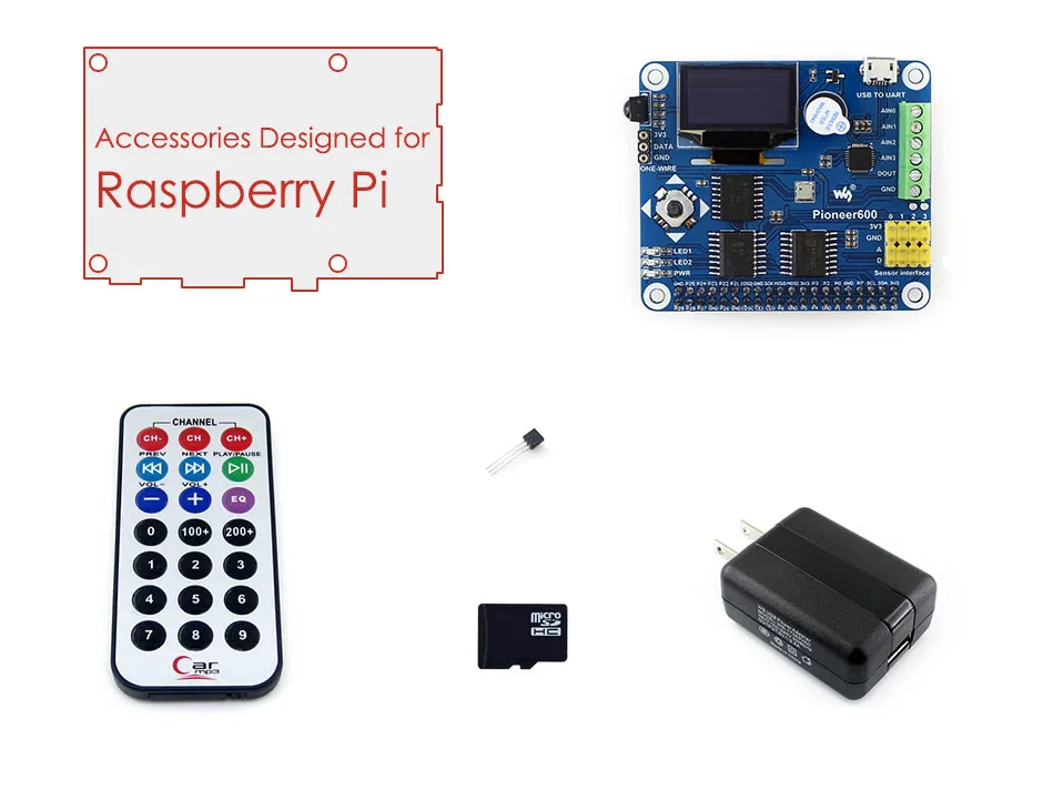 Raspberry Pi RPi Acce B with RPi Expansion Board Pioneer600,16GB Micro SD Card & IR Controller for Raspberry Pi 3B/2B/B+/A+ Raspberry Pi RPi Acce B with RPi Expansion Board Pioneer600,16GB Micro SD Card & IR Controller for Raspberry Pi 3B/2B/B+/A+