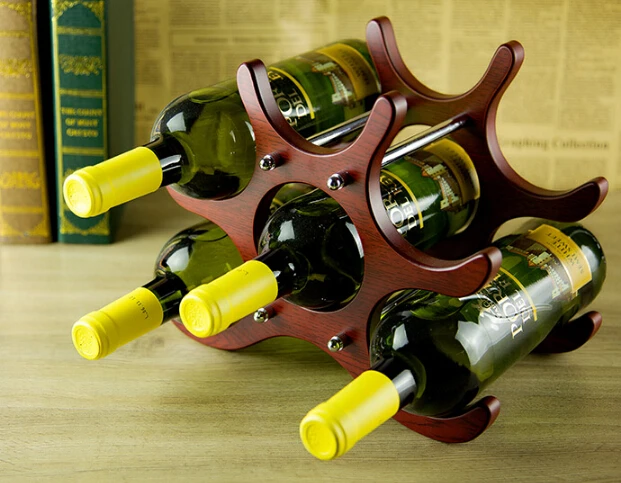 

1PC Wine Racks Wooden Wine Bottle Holder for 6 Bottles Wine Stand Shelf Tabletop Decoration Home Bar Storage Shelf JB 2042