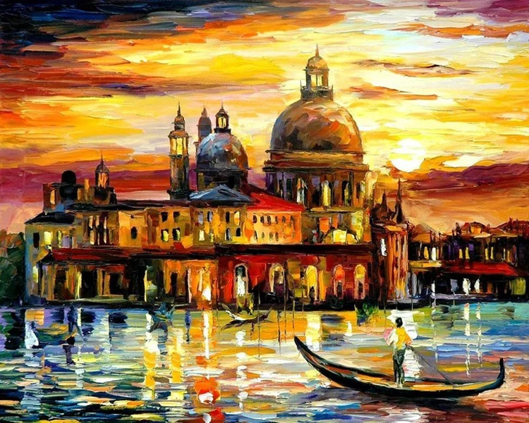 

China Golden Supplier Wholesale Good Quality Venice Landscape Oil Painting Abstract Water City Venice Oil Painting On Canvas