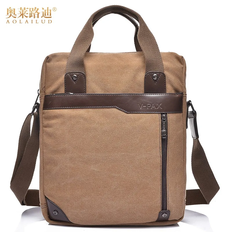 

AOLAILUDI Brand Men's Canvas Handbag Trendy Fashion Shoulder Bag Multi Pocket Male Cross body Bag Canvas Messenger Bags 275-L