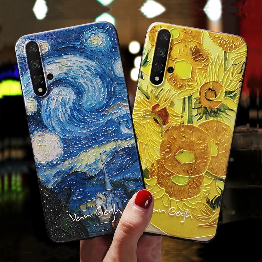 

Case For Huawei Honor 20 Case Cover For Huawei Honor 20 Pro Case For Honor20 Case Silicone Sunflower Art Black Men Phone Case