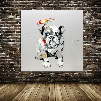 

Handmade Abstract Wall Art Modern Big Dog Abstract Decor Lovely Animal Oil Painting On Canvas For Living Room Decor