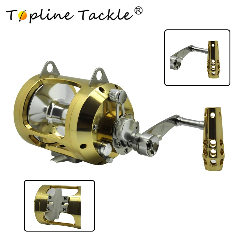 Carretel de Pesca Carretel de Fiação de Pesca de Água Carretilhas de Pesca ao Corrico de Pesca de Fundição Topline Combater Trolling Direita Rolamentos Salgada Mão