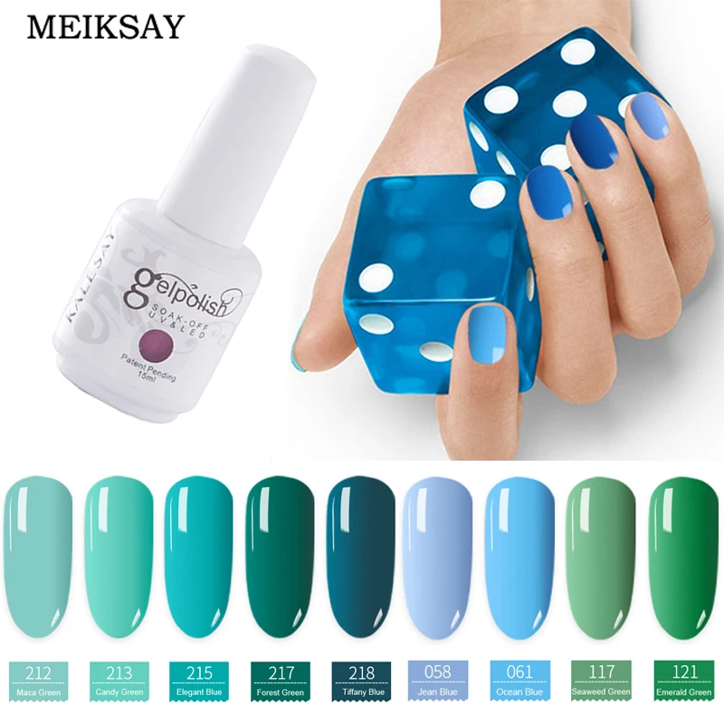 

MEIKSAY 15ml Pure Colors Gel Varnish Semi Permanant UV Long Lasting For Nail Art Blue Gel Nail Polish Need LED Lamp Gel Lacquer