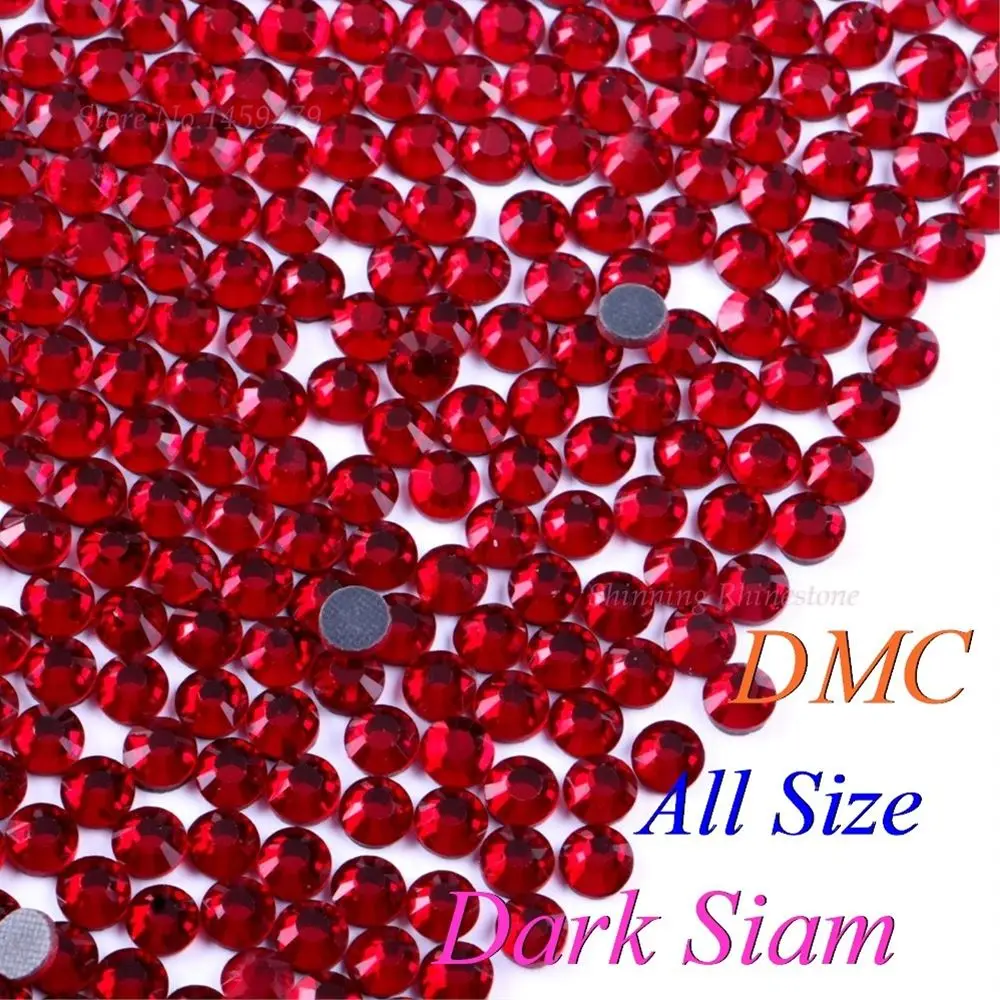 DMC Dark Siam SS6 SS10 SS16 SS20 разные размеры стеклянные кристаллы горячей фиксации Стразы железные Стразы блестящие DIY сумка для одежды с клеем