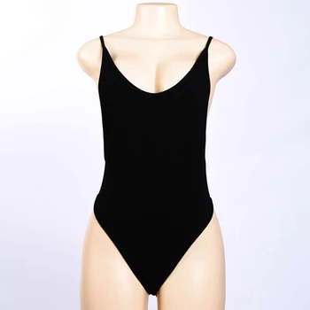

Women Sleeveless Sexy Deep Side Cut Backless Bodysuit Bodycon Jumpsuits Leotard