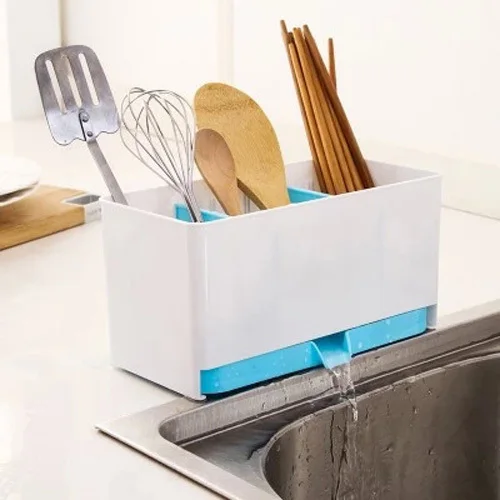 Kitchen Cutlery utensils Storage Box Drain Tray Holder Office Table