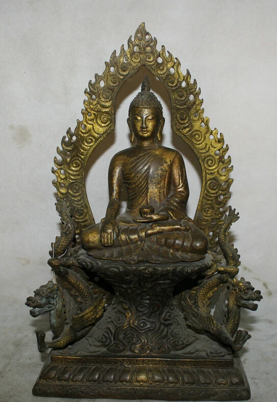 

Collectible bronze S1683 14" Tibet Buddhism Bronze Gild Shakyamuni Amitabha Buddha Sakyamuni Statue (B0328)