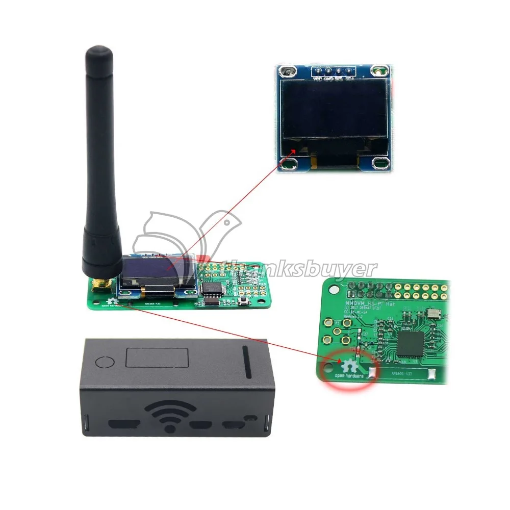 2018 UHF и VHF антенна в алюминиевом корпусе MMDVM Hotspot + OLED чехол с поддержкой P25 DMR YSF для