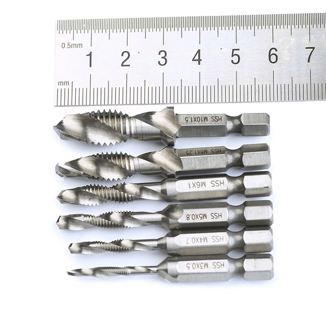 

1Pc M3 M4 M5 M6 M8 M10 Metric Screw Taps Drill Bits 1/4'' Hex Shank Woodworking Tools Thread Tap Spiral Screw Drill Bit