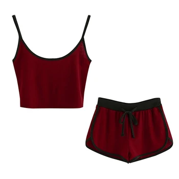

2019 Fashion Fitness Suits Summer Femme Women Two Piece Set Sexy Sleeveless Sling Vest +short Set Out Wear