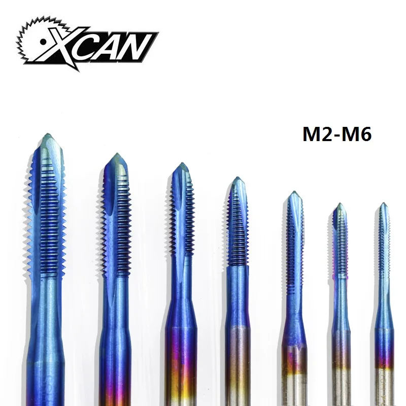 

XCAN 1pc M2-M6 Nano Blue Coated Thread Tap High Speed Steel Screw Tap Straight Shank Tap Drill