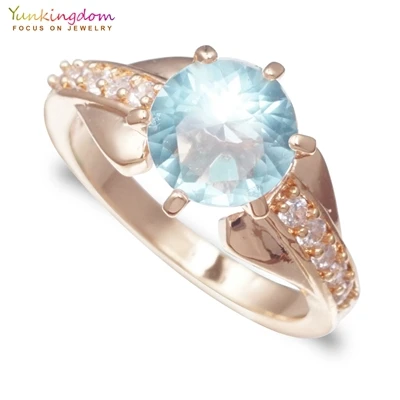 Кристалл Кубического Циркония Золотое заполненное обручальное кольцо элегантные модные ювелирные изделия кольца для женщин - Цвет основного камня: light blue