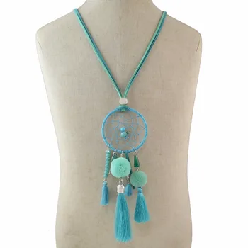 

Fashion Pom Pom Cotton Tassel Pompon Necklace with Beads Ball Ethnic Colorful Necklace Bohemian Boho Collares Etnicos Bohemios