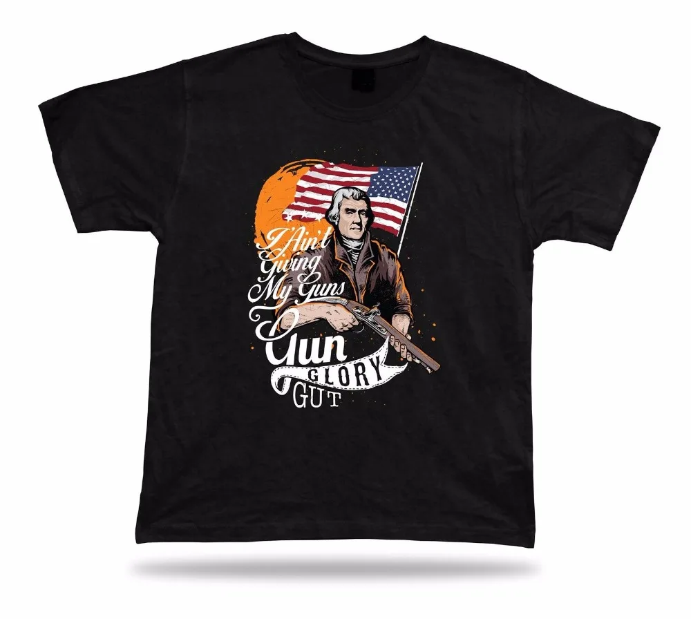 Новинка 2019 года повседневная мужская футболка творческий человека короткий рукав футболки второй A для мужчин d футболка Gun Glory Freedom Америка