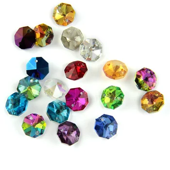 

2000/lot 14mm Colorful Crystal Loose Beads In 2 Holes For Chandelier Parts Accessories