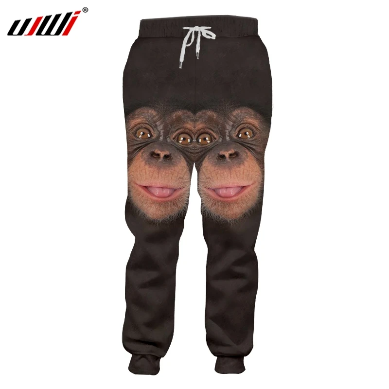 UJWI Man New 3D Printed Black Big Eyes Animal Funny Orangutan Creative Best Selling Large Size 5XL Men's Sweatpants | Мужская одежда